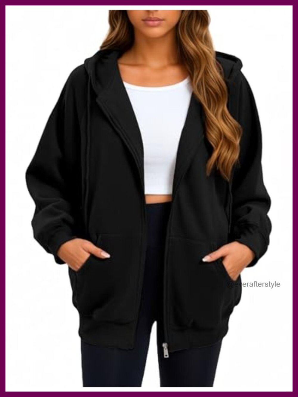 Zip Up Hoodie Women Oversized Sweatshirt Trendy Casual Tops Fall Jacket with